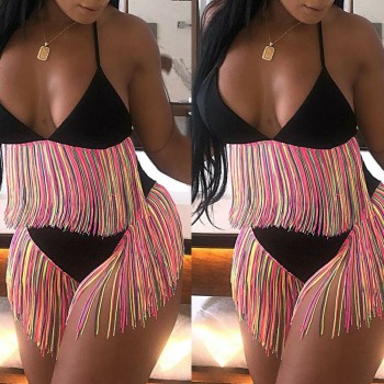 2019 New Women Summer Sexy Bandage Tassles Bikini Set Push-up Padded Bra High Waist Lace Up Bathing Suit Swimsuit Beachwears